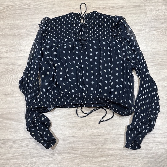 Free people Polka Dot Sheer Black Blouse L - Picture 4 of 4